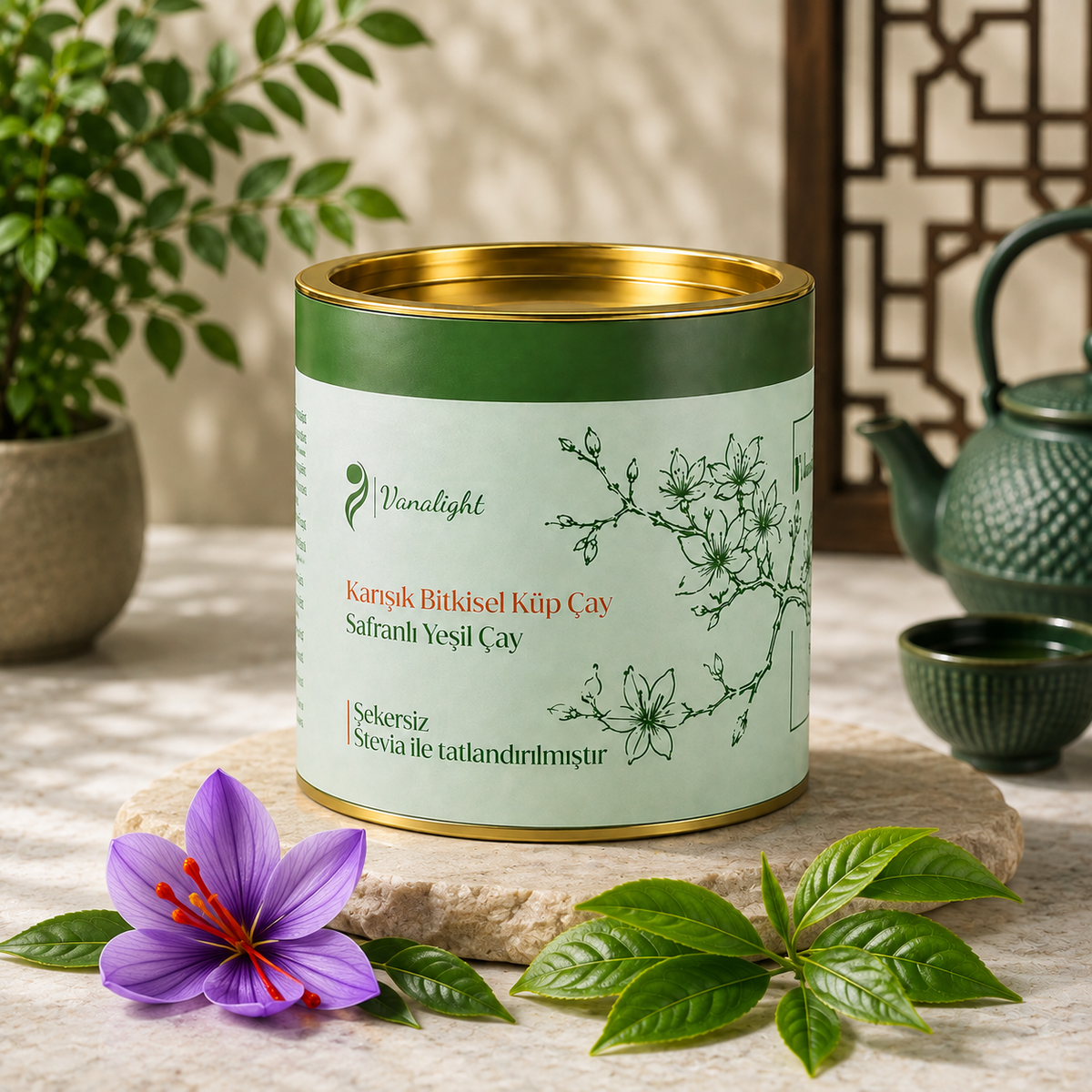 Sugar-Free Saffron Green Tea
